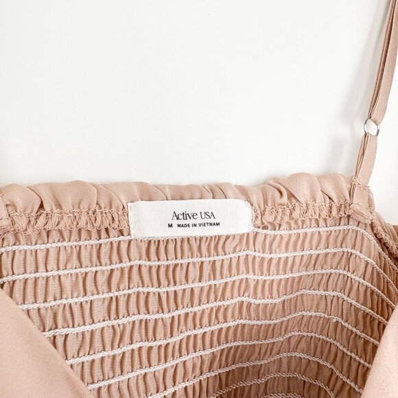 Active USA Womens Medium Blush Ruched Cropped Cami  Spaghetti Strap Festival - Picture 3 of 4